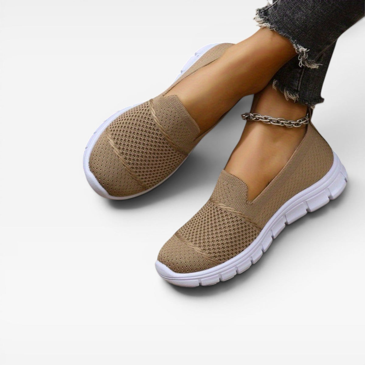 Kvinders Åndbare Strikkede Slip On Sneakers – Letvægt Komfort Træner