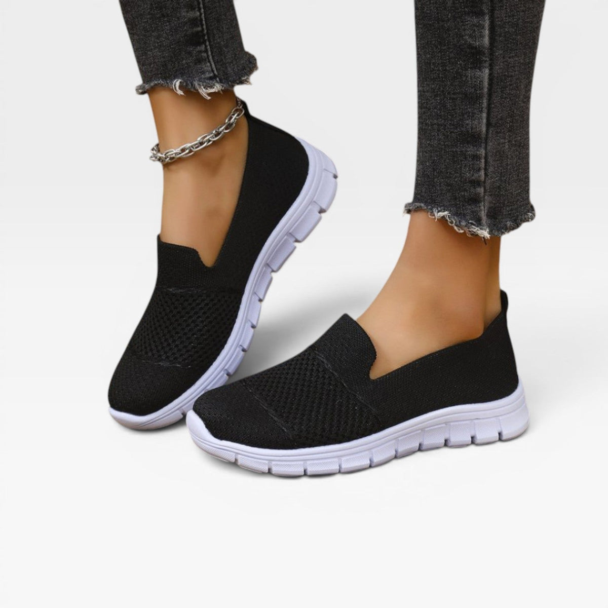Kvinders Åndbare Strikkede Slip On Sneakers – Letvægt Komfort Træner