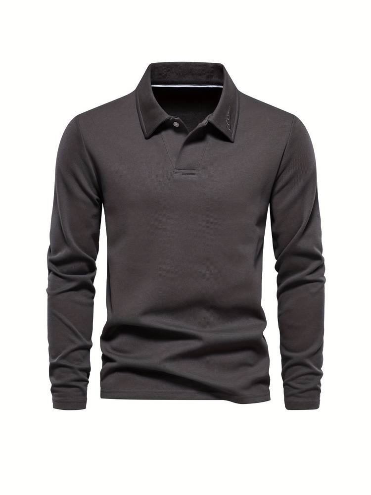 Mænds Langærmet Polo T-shirt Blød Komfortabel Moderne Pasform Casual Smart Hverdagsbrug Top