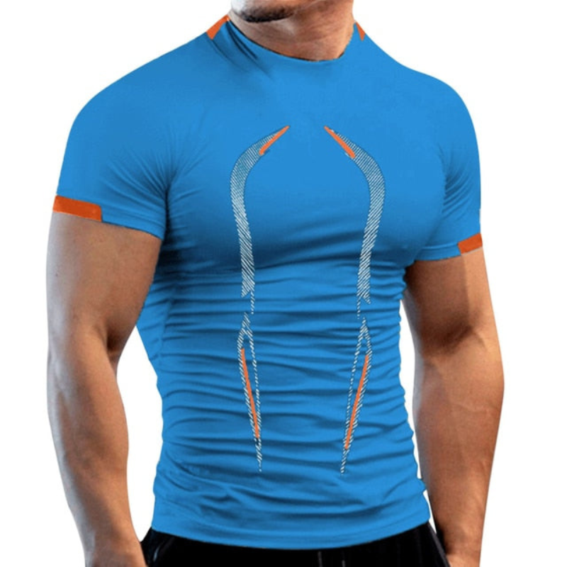 Herres kompressions sports T-shirt – Skulptureret kortærmet træningstop med performance panel detaljer