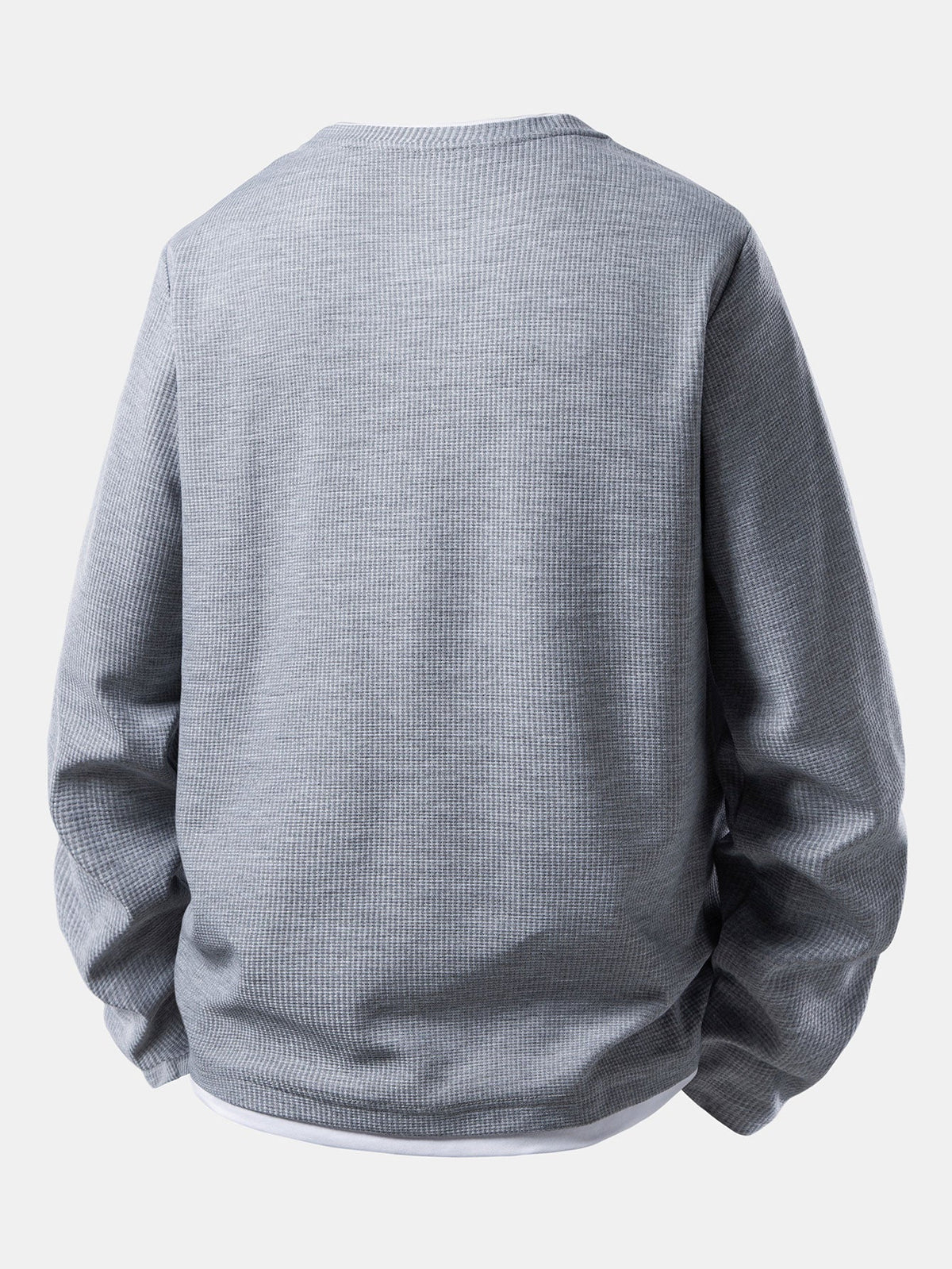 Herre Waffle Langærmet T-shirt med Lagdelt Rund Hals – Efterårs Casual Essentiel