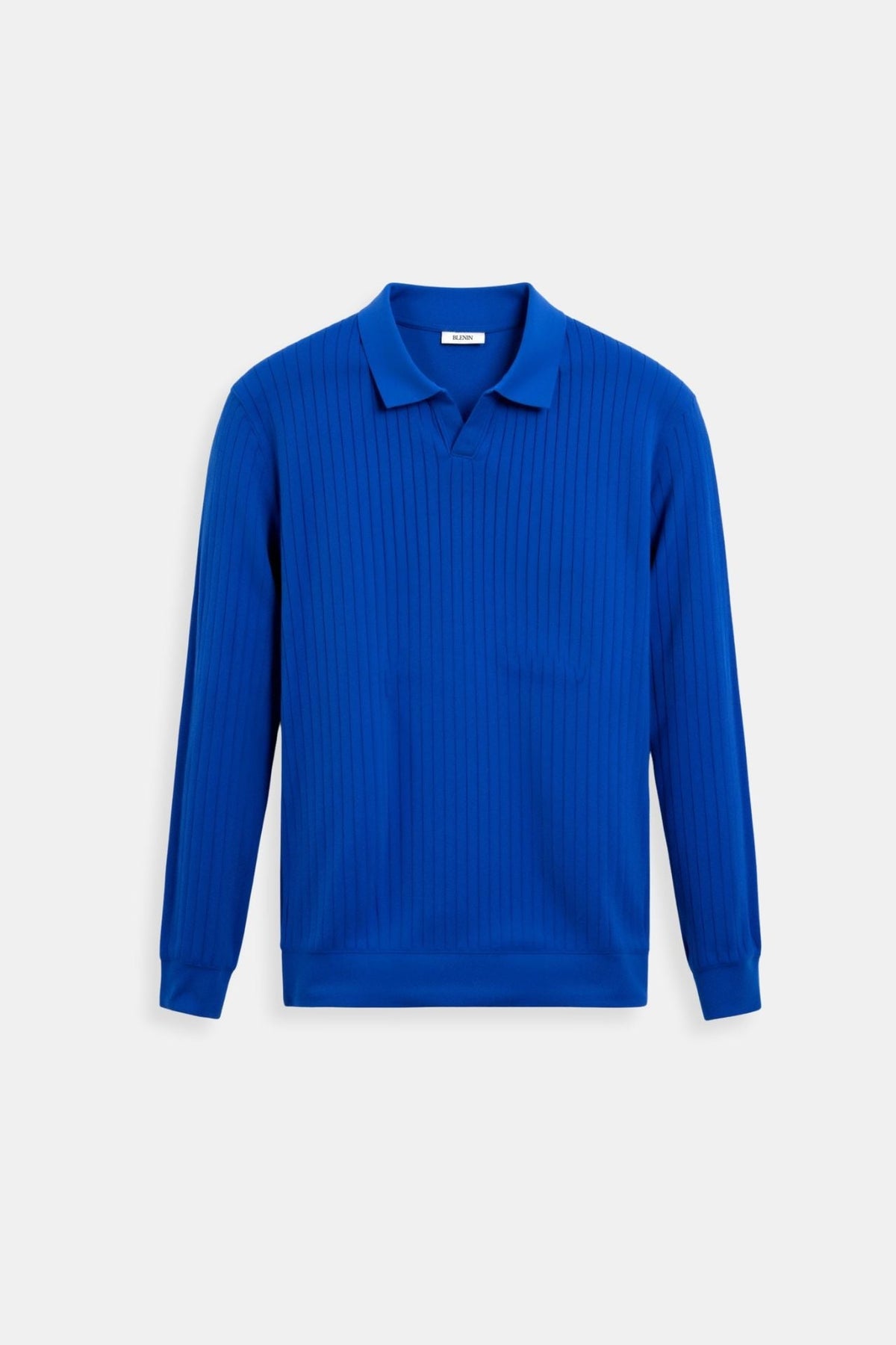 Herre Ribbet Strik Polo Langærmet Smart Casual Skjorte
