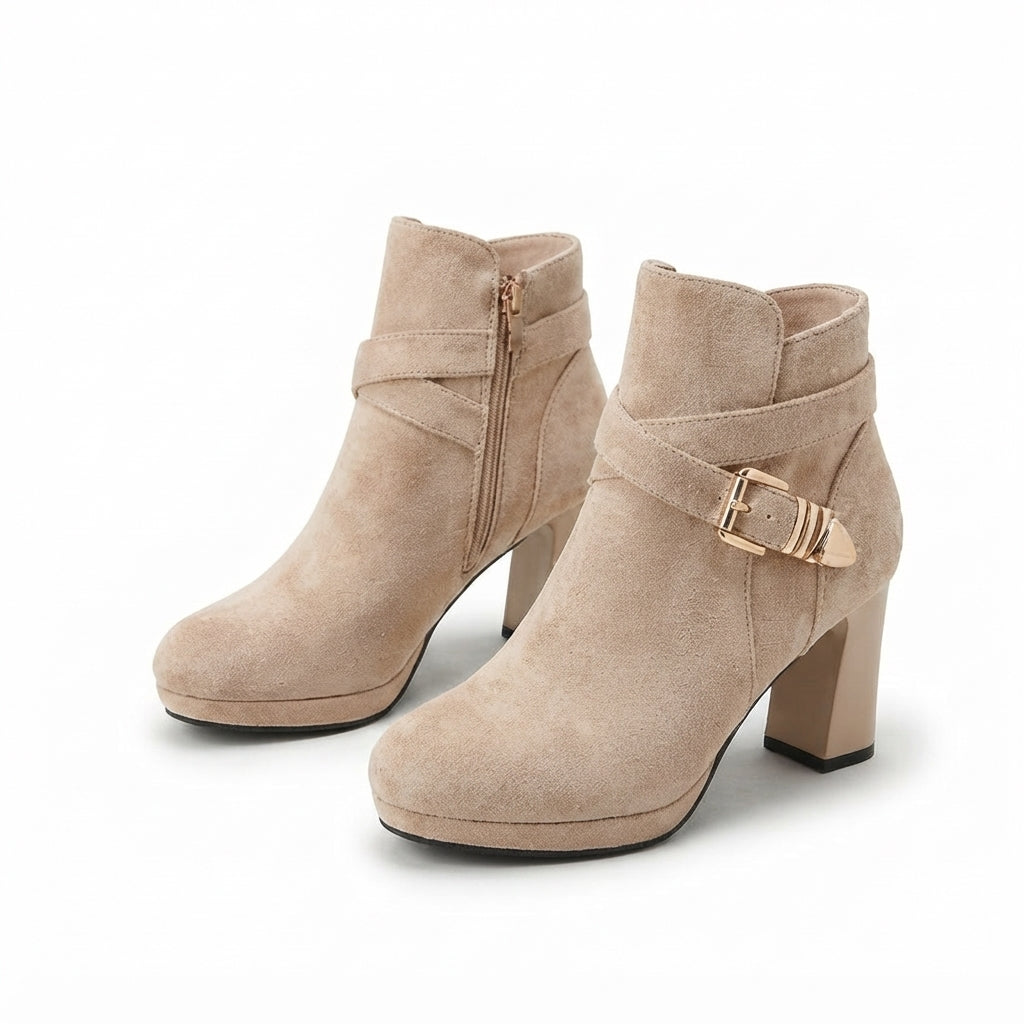 Kvinders Elegante Suede Hælede Ankelstøvler