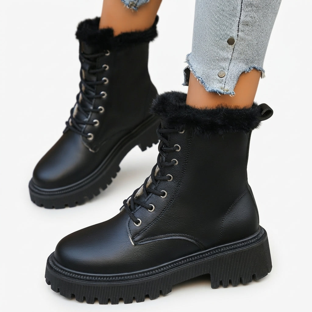 Kvinder Laced Lined Combat Boots