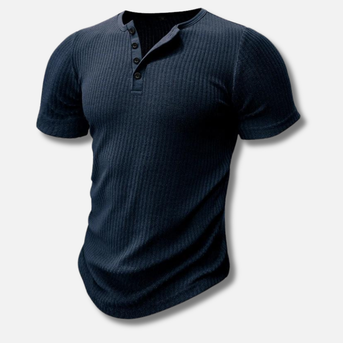 Herren Ribbet Slim Fit Korte Ærmer Henley T-Shirt