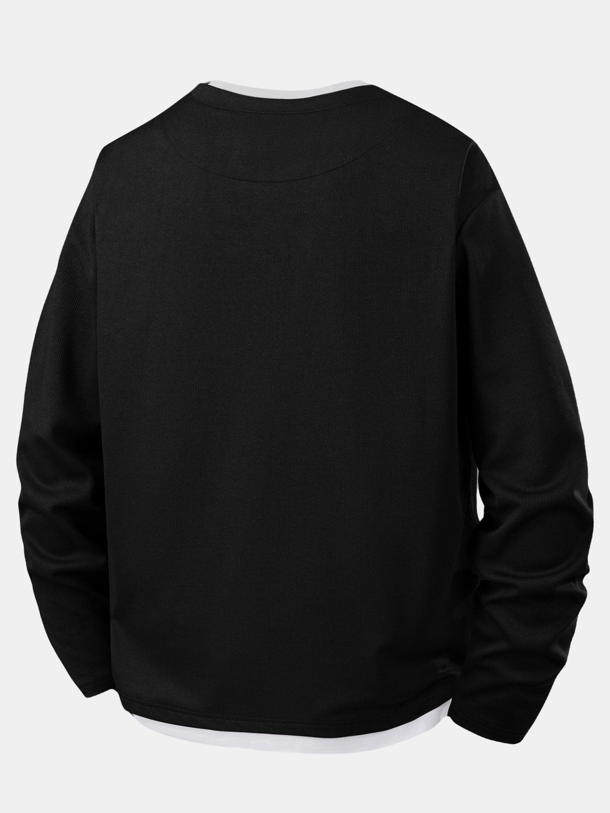 Herre Lagdelt Notch Hals Langærmet T-shirt – Afslappet Tekstureret Casual Top