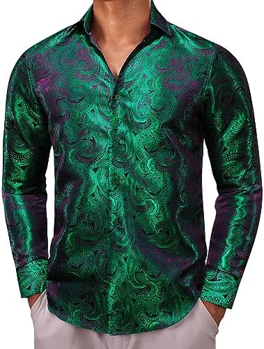 Herre Paisley Jacquard Skjorte – Forfinet Langærmet Stil til Bryllupper og Aftenkjole