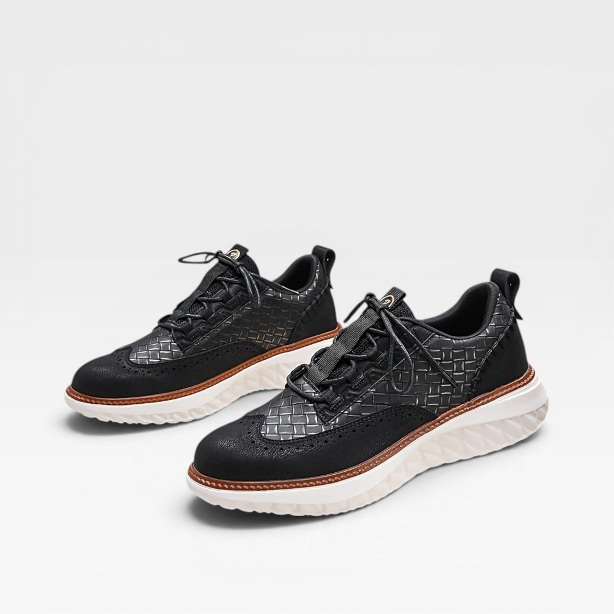 Herre Læder Brogue Sneakers – Smart Casual Snørebånd Sneakers