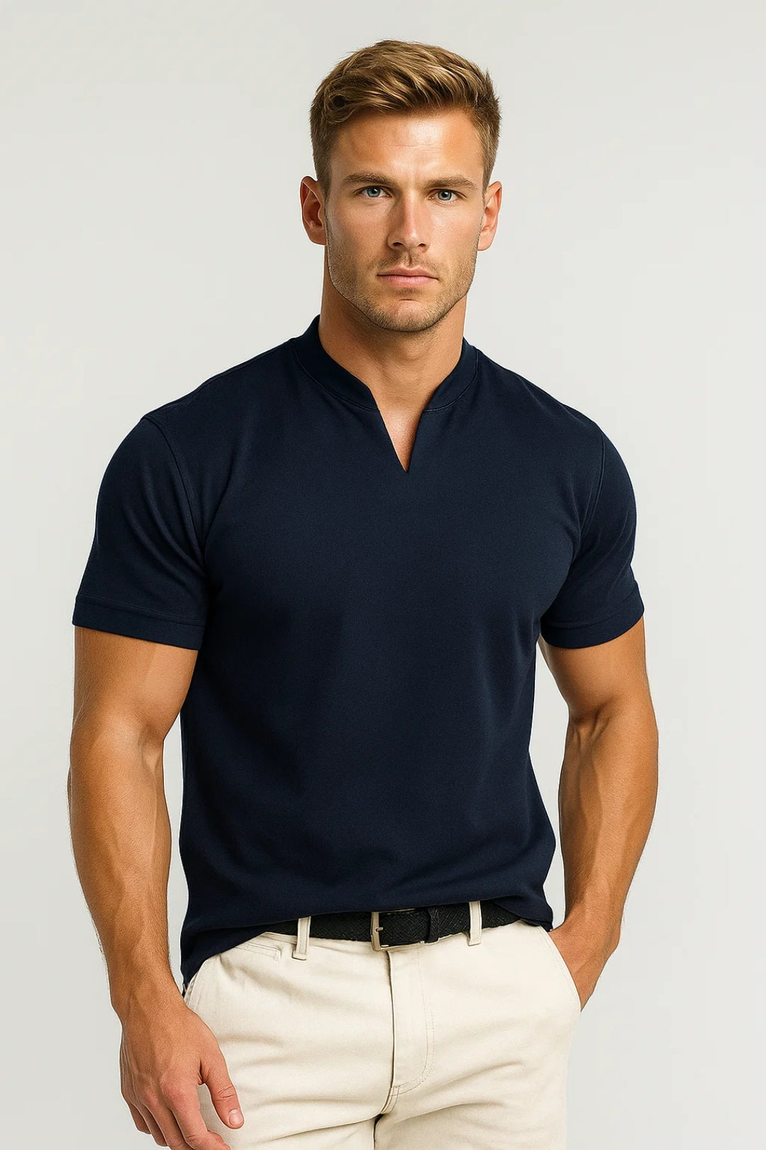 Herre Split Krave Skjorte Kort Ærme Casual Top