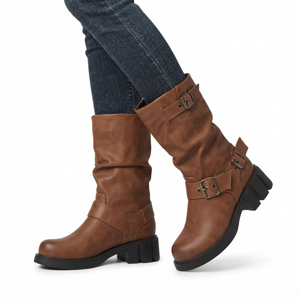 Dame Relaxed Hælede Biker Støvler