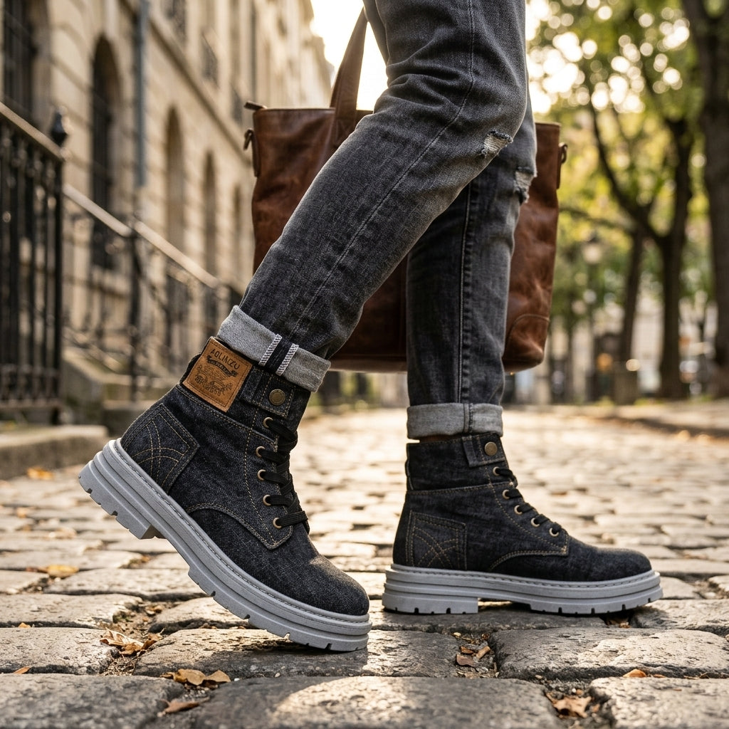 Herre Denim Combat Støvler