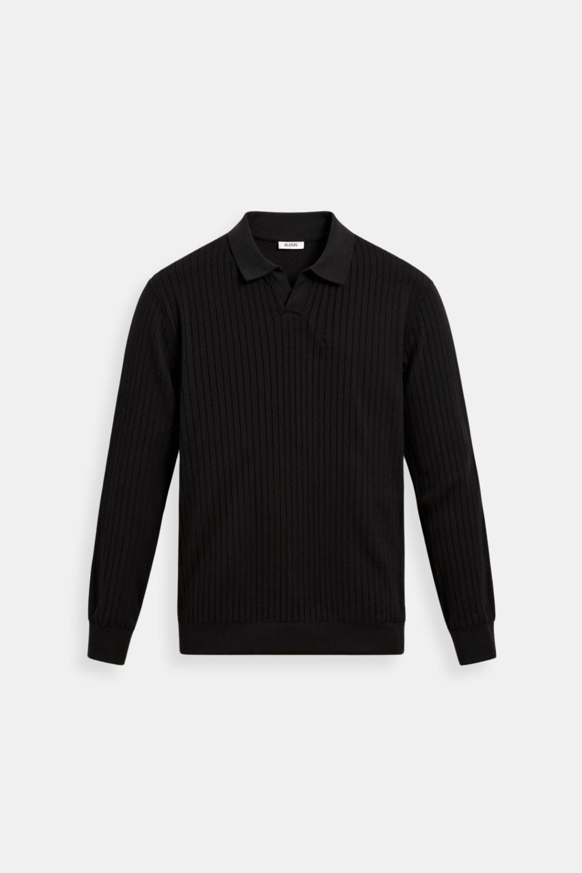 Herre Ribbet Strik Polo Langærmet Smart Casual Skjorte