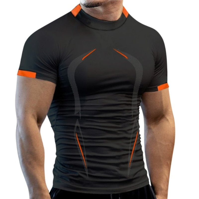 Herres kompressions sports T-shirt – Skulptureret kortærmet træningstop med performance panel detaljer