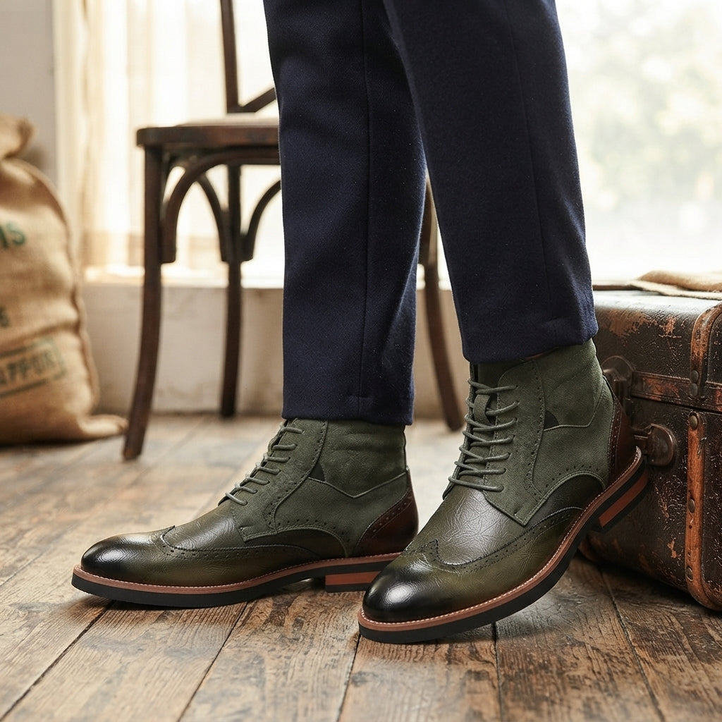 Herre Forfined Wingtip Ankelstøvler