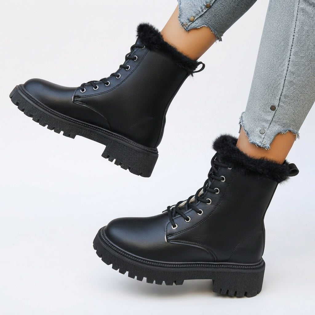 Kvinder Laced Lined Combat Boots