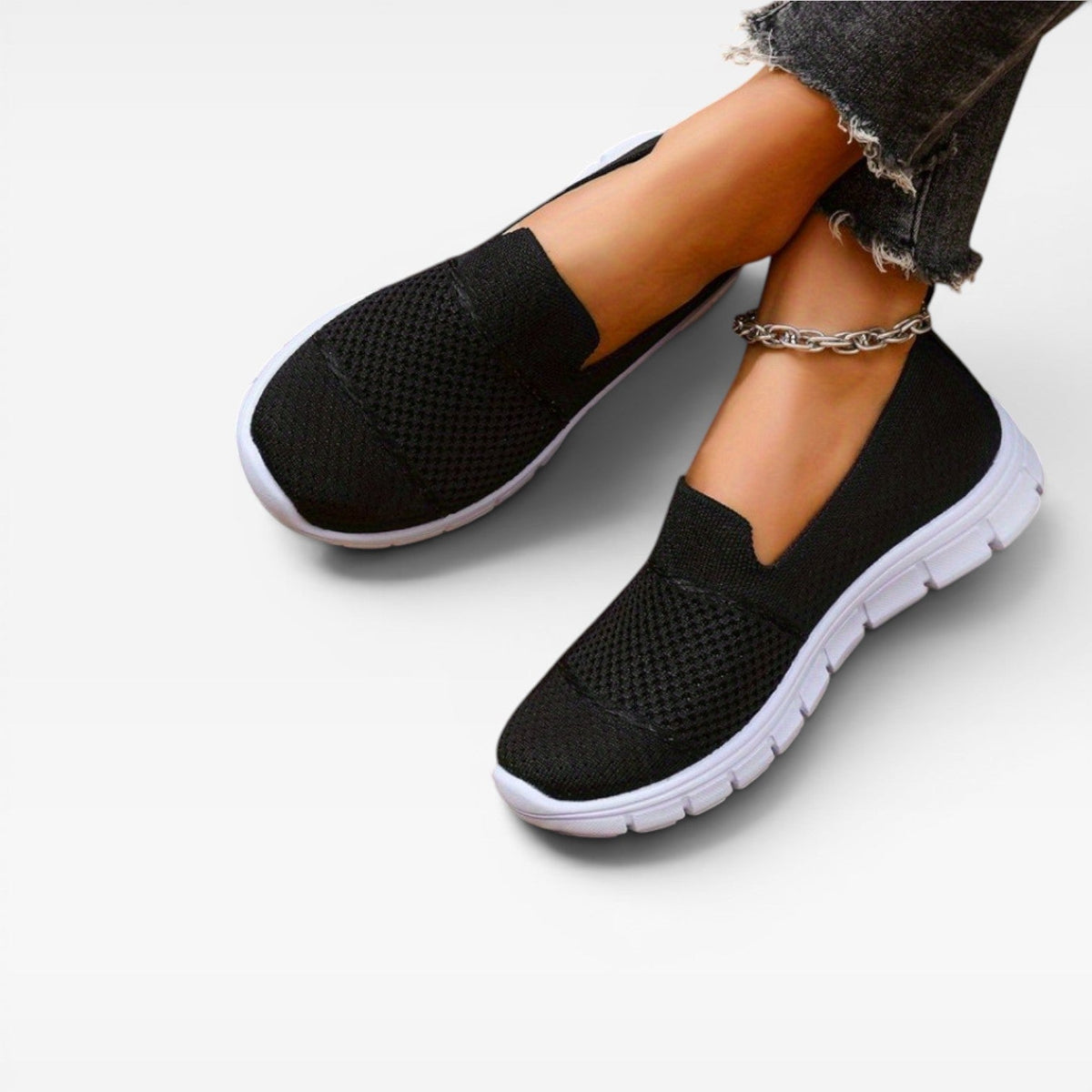 Kvinders Åndbare Strikkede Slip On Sneakers – Letvægt Komfort Træner