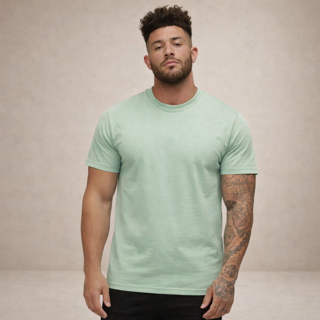 Herre Slim Fit Crew Neck Essential Bomulds T-Shirt