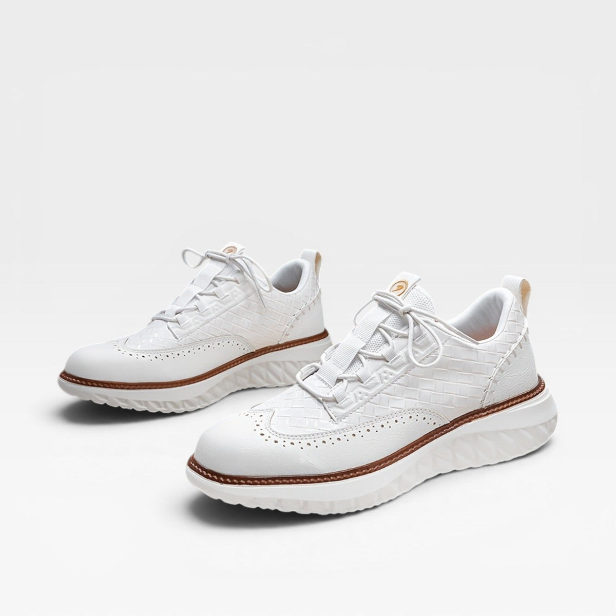 Herre Læder Brogue Sneakers – Smart Casual Snørebånd Sneakers