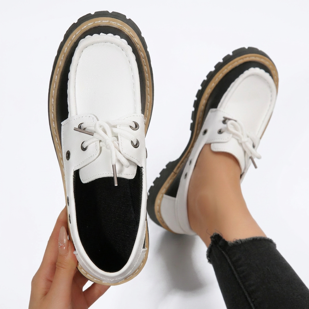 Kvinders Casual Platform Snøre Loafers