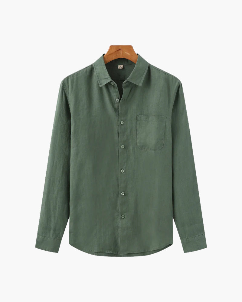Herre Linned Button-Up Skjorte Afslappet Langærmet Essential