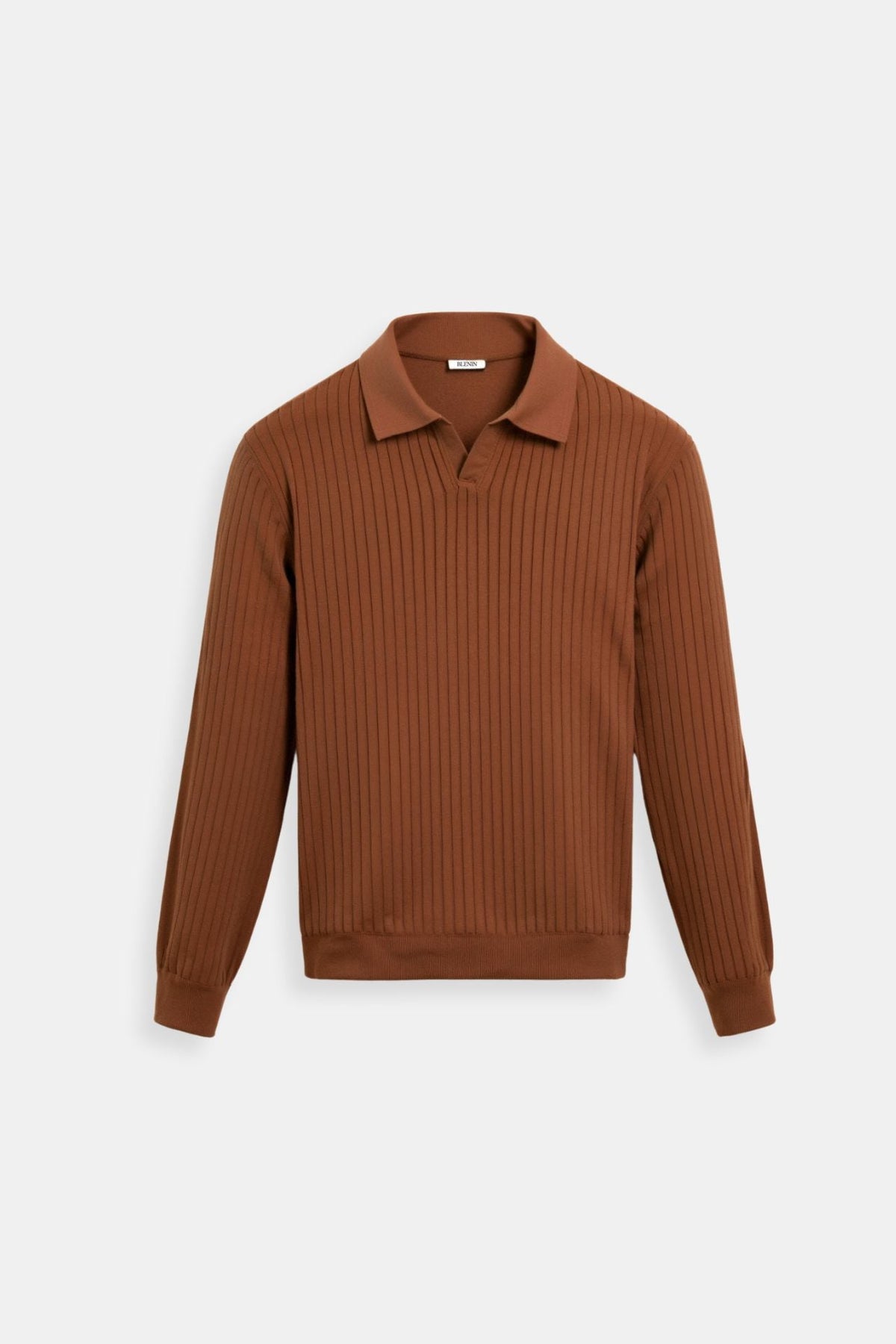 Herre Ribbet Strik Polo Langærmet Smart Casual Skjorte