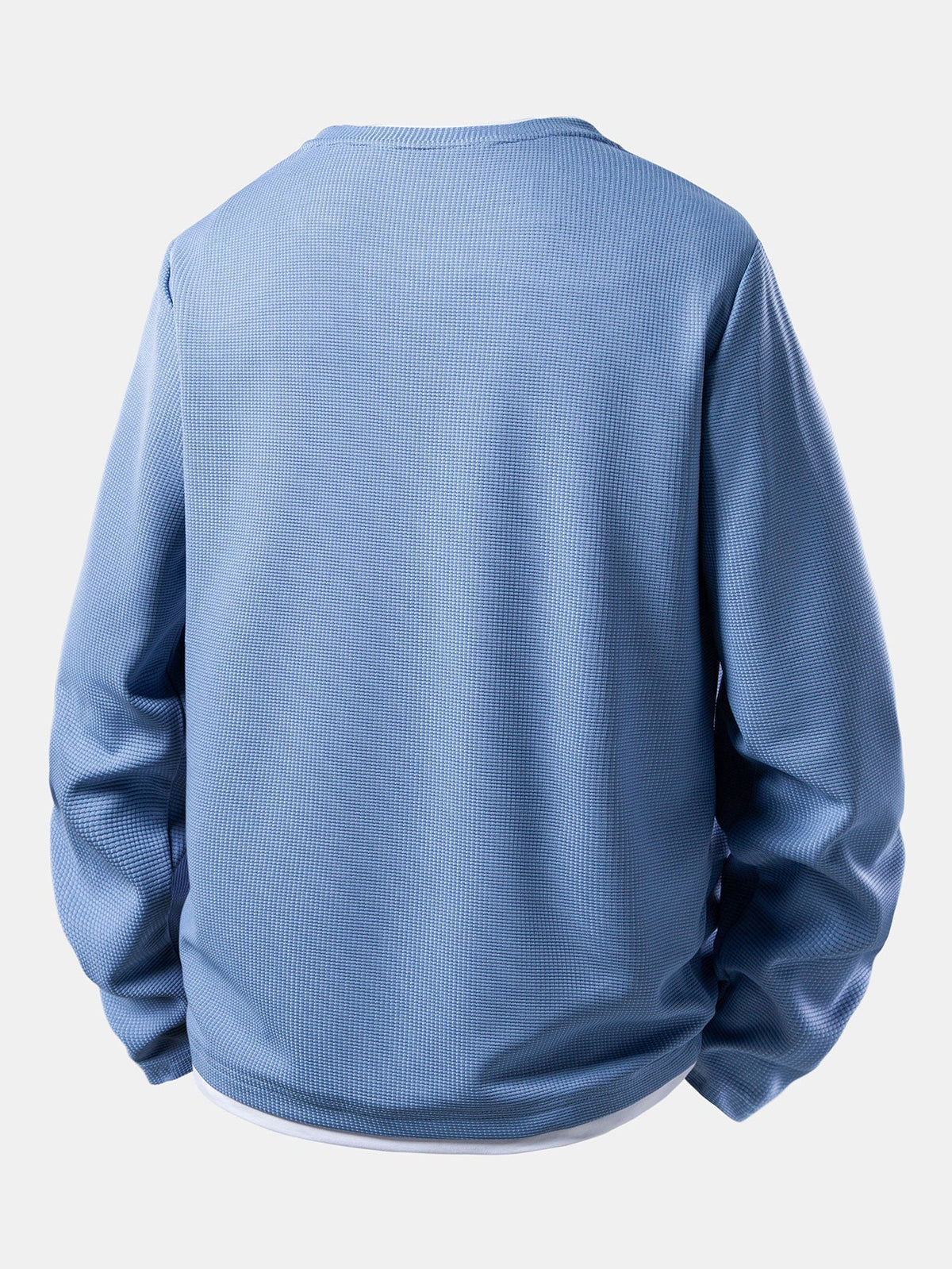 Herre Waffle Langærmet T-shirt med Lagdelt Rund Hals – Efterårs Casual Essentiel