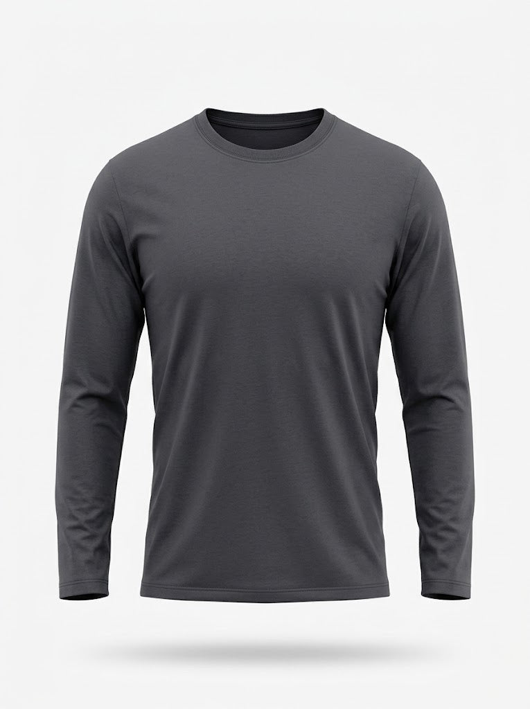 Herre Crew-Neck Langærmet T-Shirt – Letvægts Hverdags Casual Essential