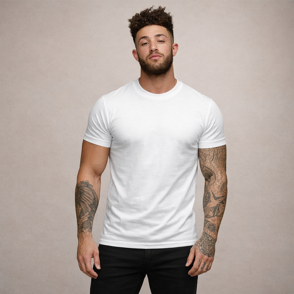 Herreslim-fit crew neck essentiel bomulds T-shirt