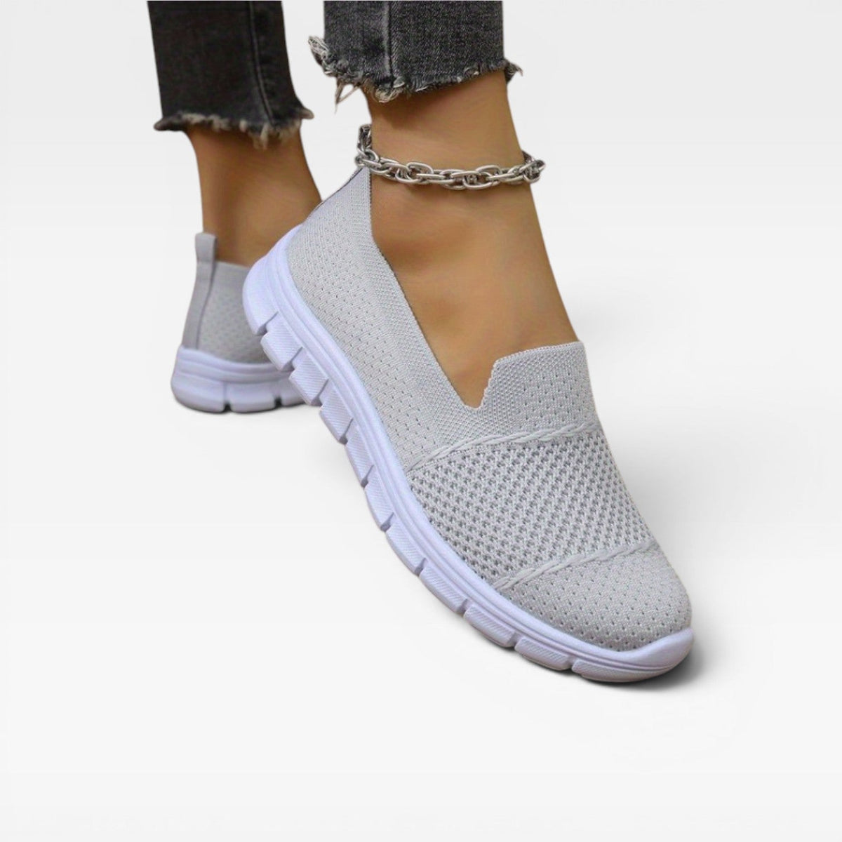 Kvinders Åndbare Strikkede Slip On Sneakers – Letvægt Komfort Træner
