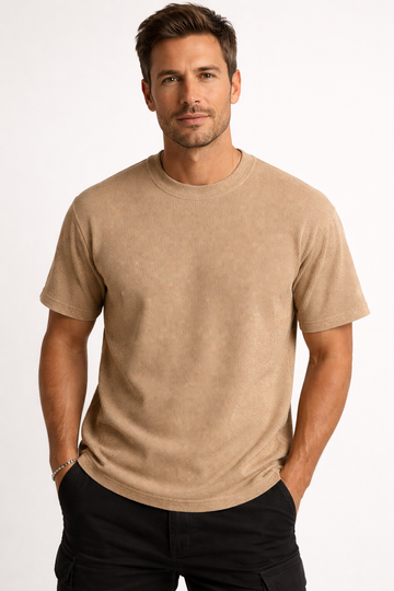 Mænds Tekstureret Kortærmet T-Shirt Løs Pasform Sommer T-Shirt