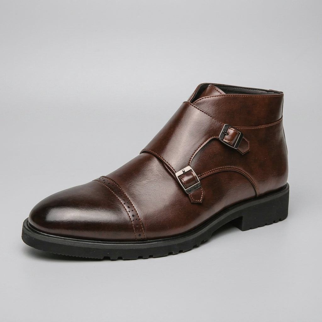 Herre Læder Monk Strap Ankelstøvler