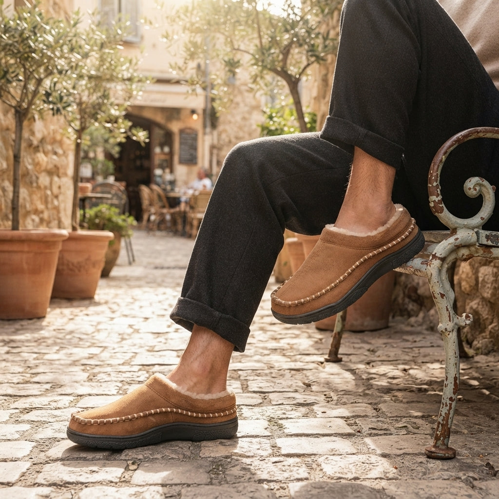 Herre Orthopædiske Bredde Suede Mokkasinslippers