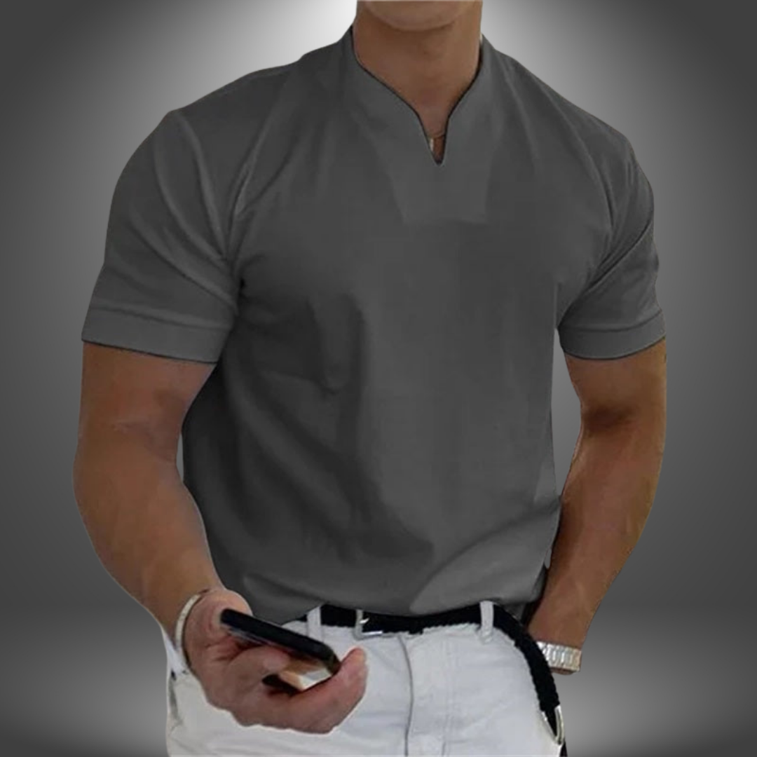 Herre Notch Neck Slim Fit Kortærmet T-Shirt