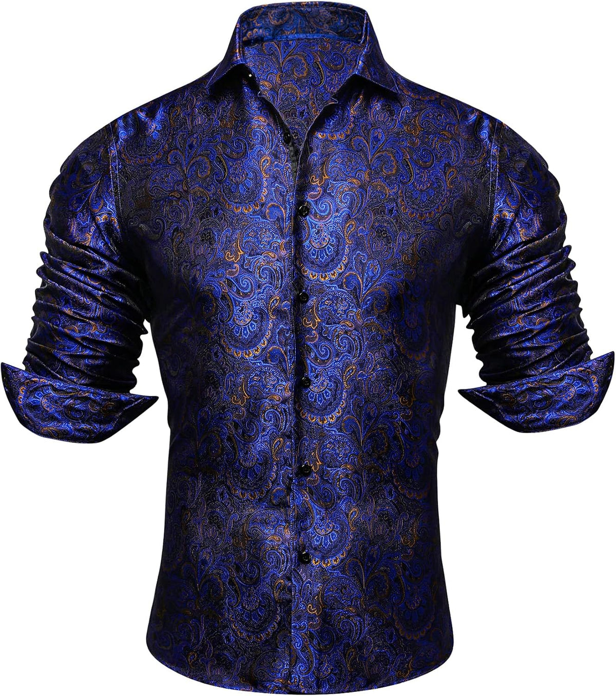 Herre Paisley Jacquard Skjorte – Forfinet Langærmet Stil til Bryllupper og Aftenkjole