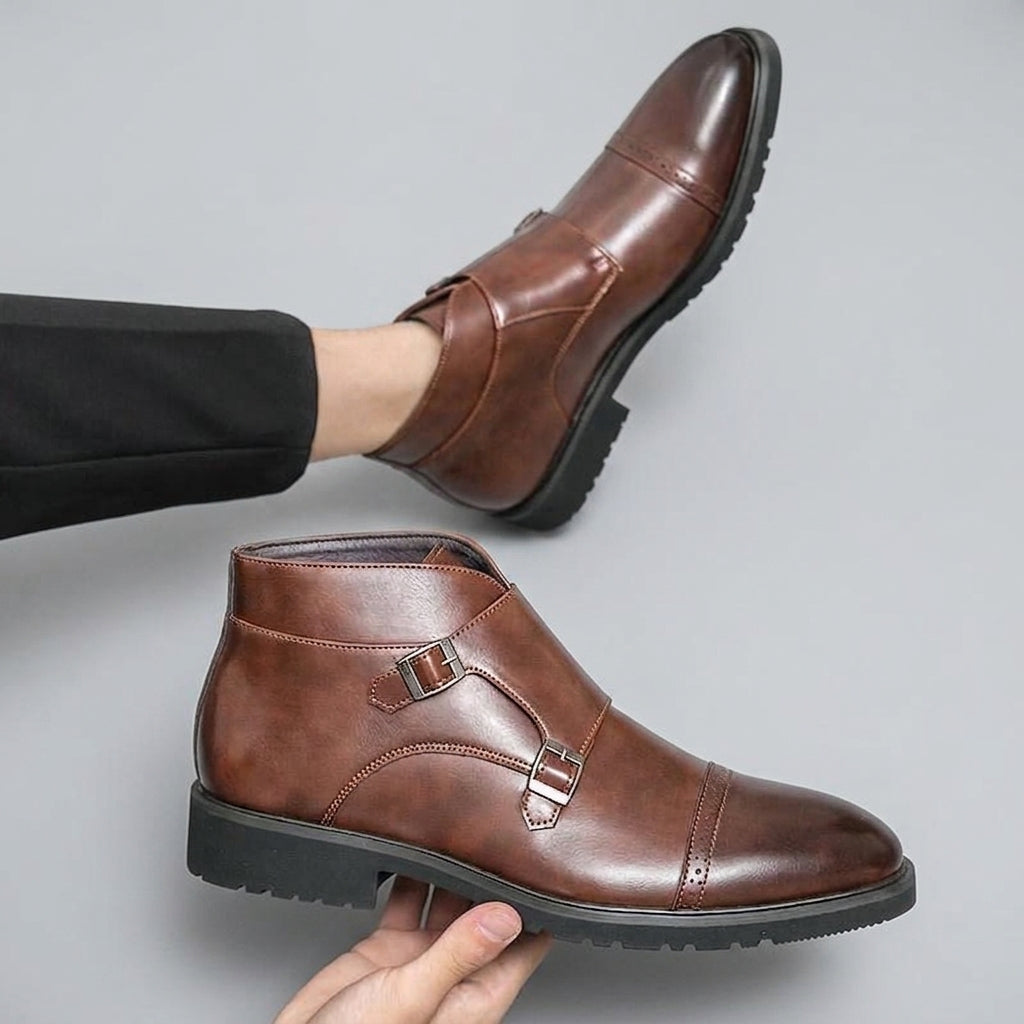 Herre Læder Monk Strap Ankelstøvler