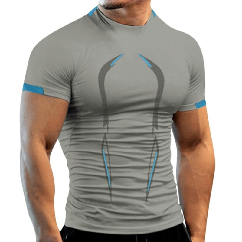Herres kompressions sports T-shirt – Skulptureret kortærmet træningstop med performance panel detaljer