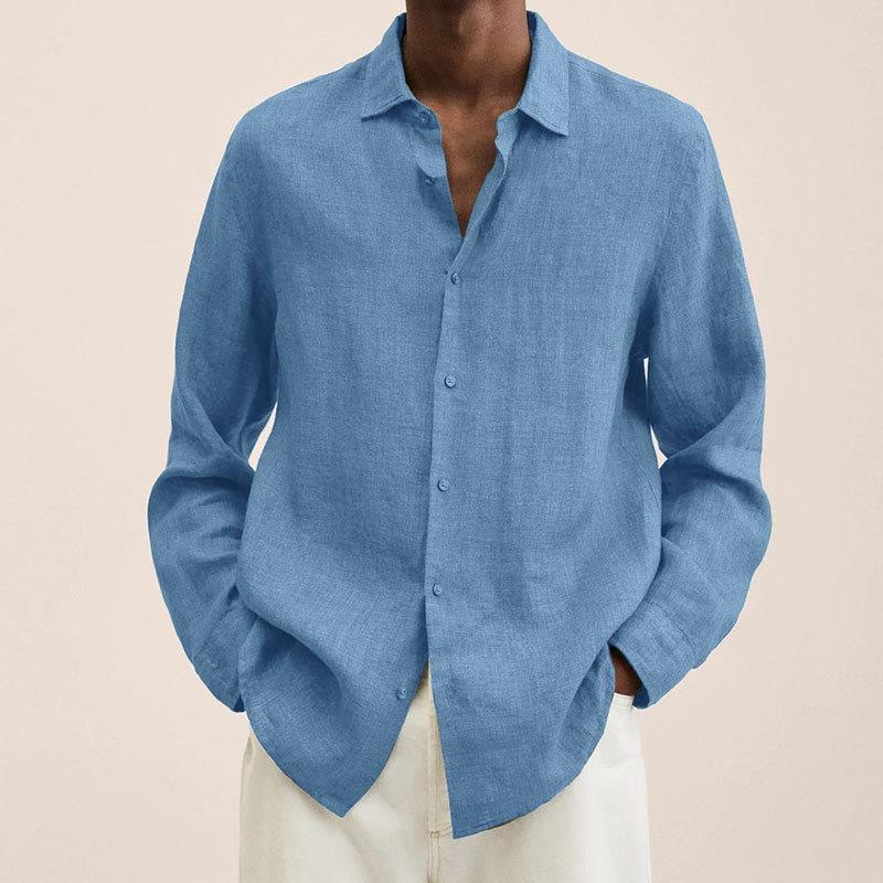 Herre Slim Fit Langærmet Skjorte med Knapper