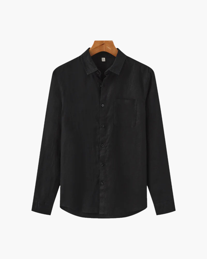 Herre Linned Button-Up Skjorte Afslappet Langærmet Essential
