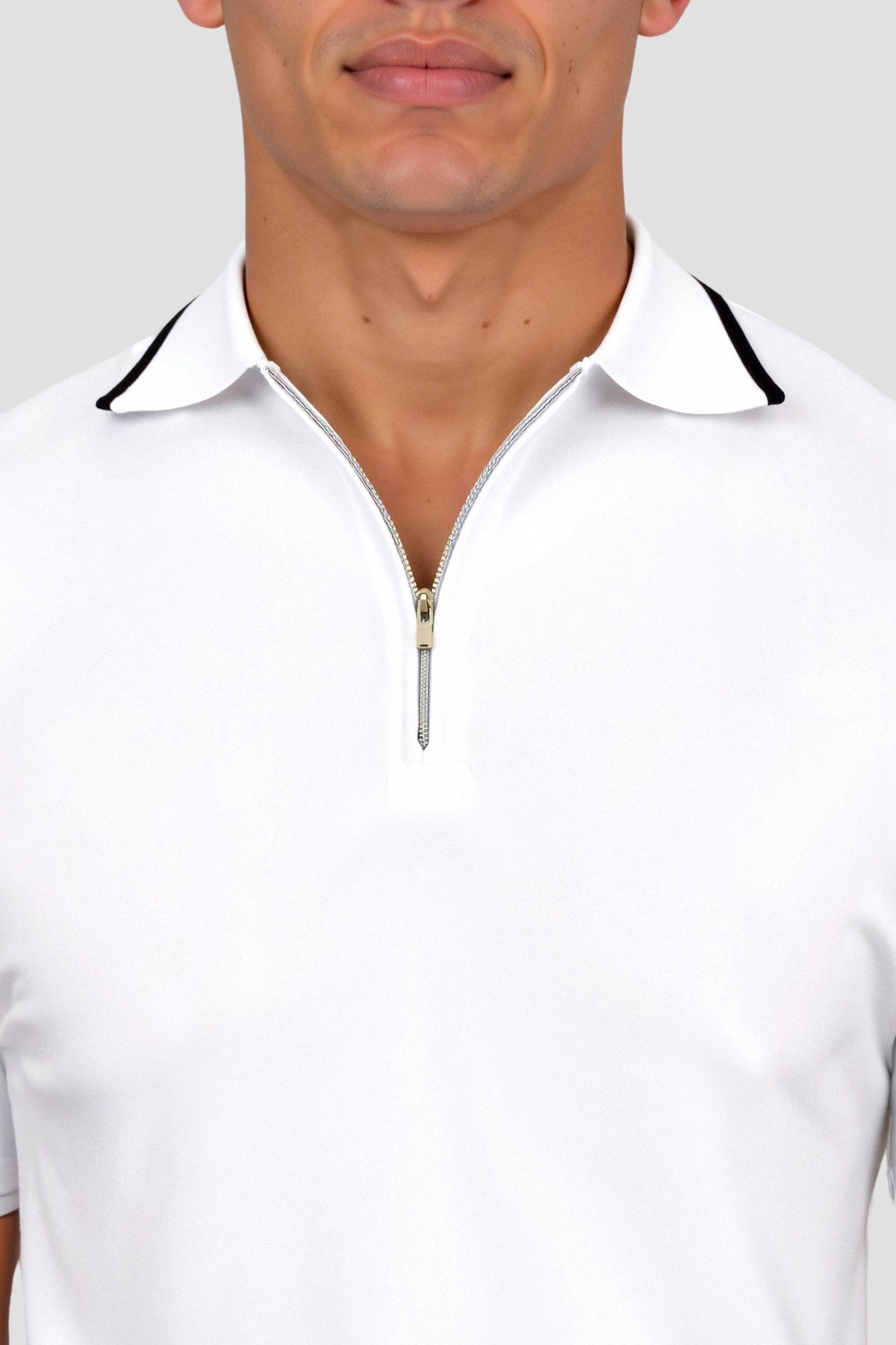 Herre Zip Neck Polo Smart Casual Strikket Sommer Skjorte