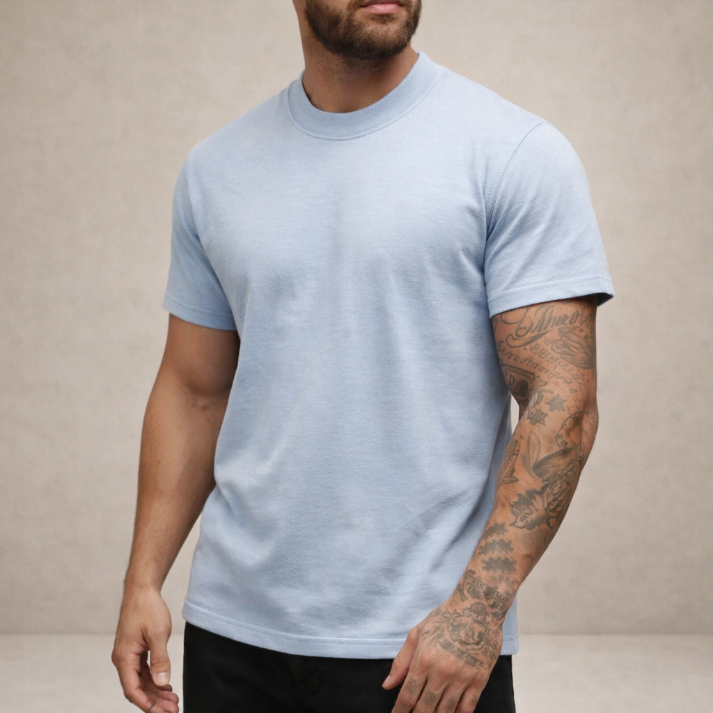 Herre Slim Fit Crew Neck Essential Bomulds T-Shirt