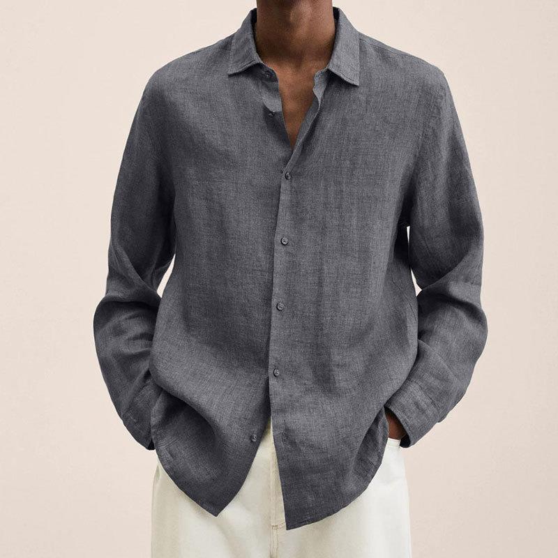 Herre Slim Fit Langærmet Skjorte med Knapper