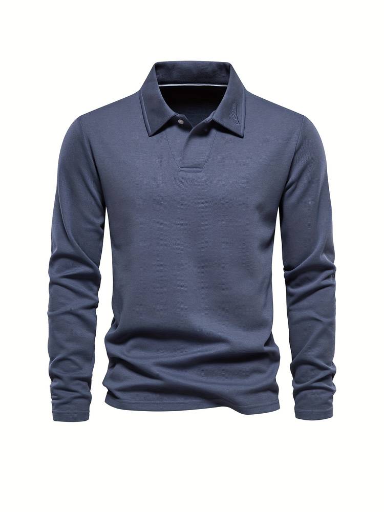 Herre Langærmet Polo T-Shirt Blød Komfortabel Moderne Pasform Casual Smart Hverdagstøj Top