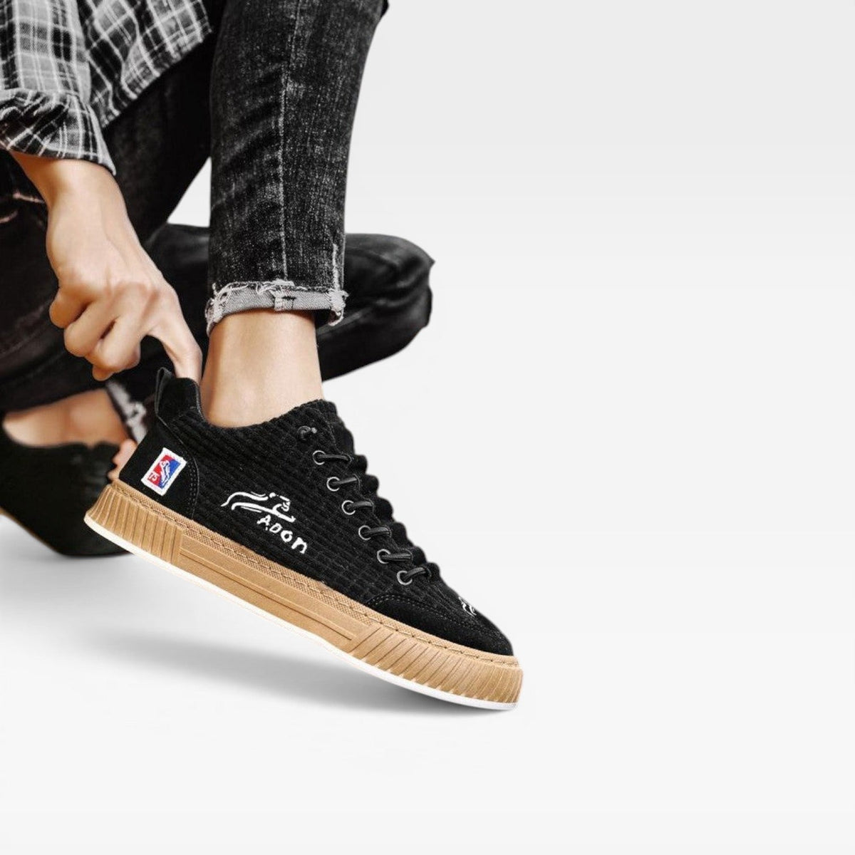 Herre Casual Teksturerede Sneakers – Snøre Lav Top Skate Stil Træner til Hverdagsbrug