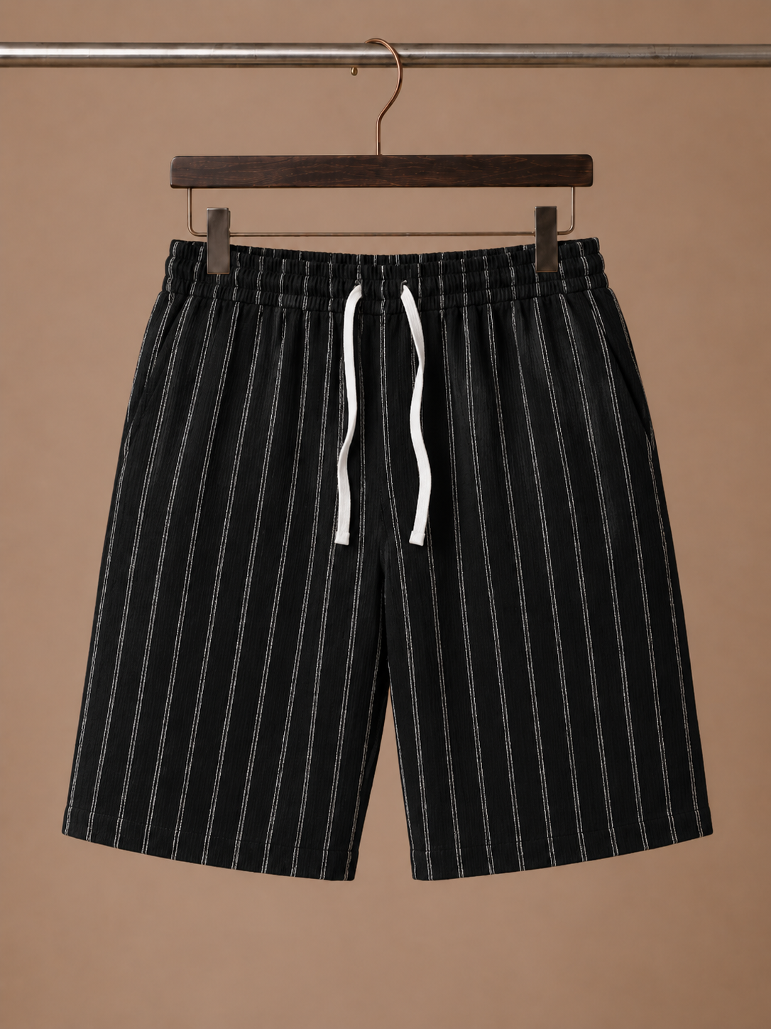 Mænds Linned Stil Snøre Shorts – Stribet Afslappet Pasform | Areleon