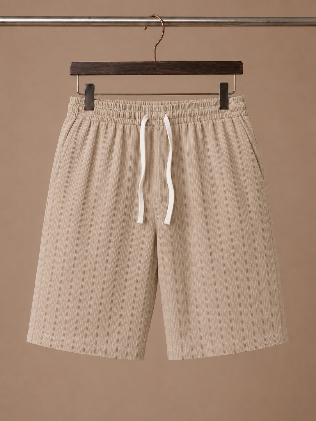 Mænds Linned Stil Snøre Shorts – Stribet Afslappet Pasform | Areleon