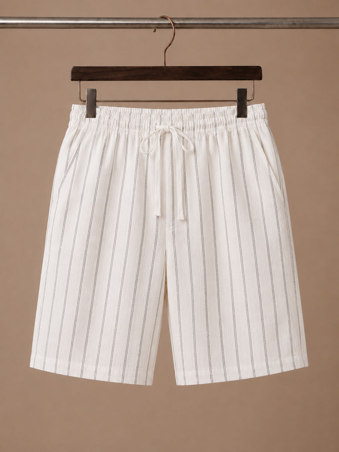 Mænds Linned Stil Snøre Shorts – Stribet Afslappet Pasform | Areleon