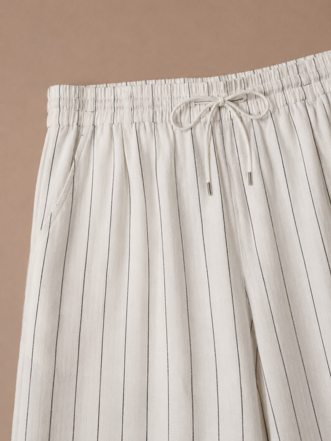 Herre Linned Snoretræk Bukser – Stribet Casual Fit | Areleon