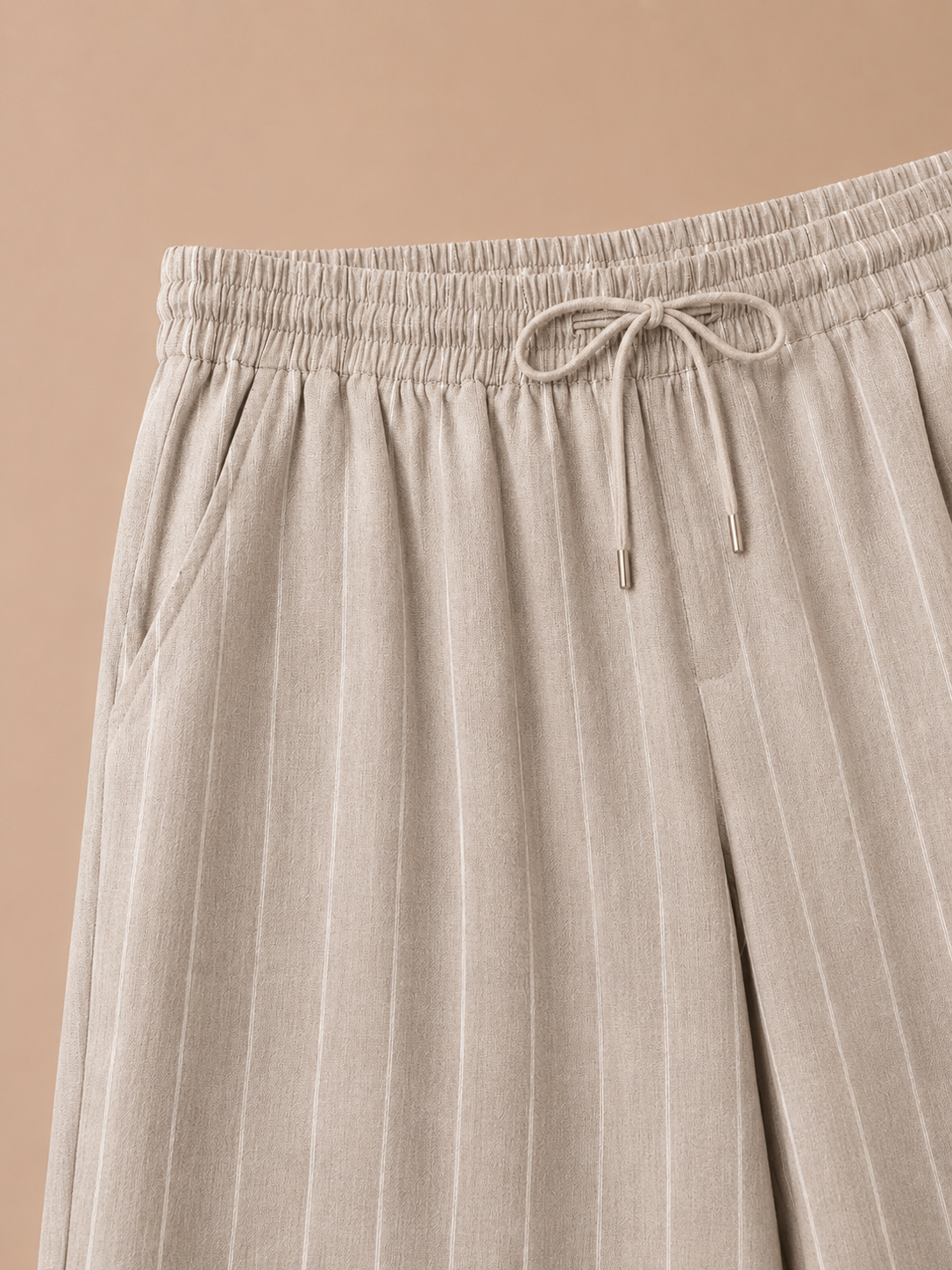 Herre Linned Snoretræk Bukser – Stribet Casual Fit | Areleon