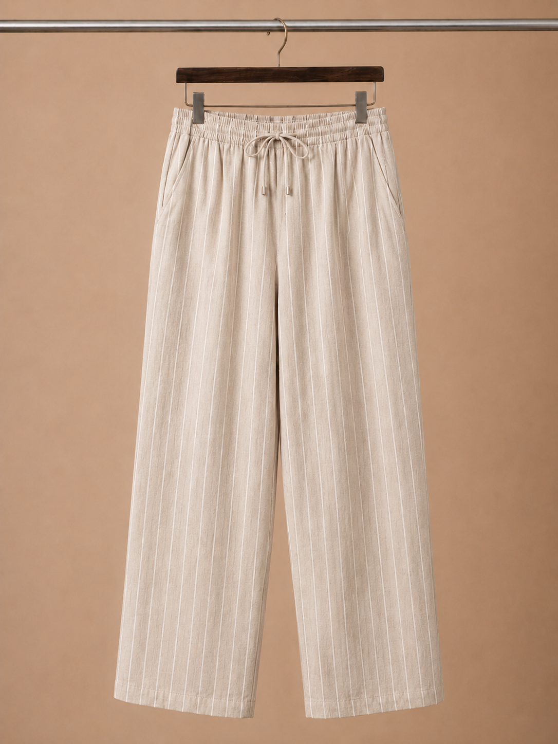 Herre Linned Snoretræk Bukser – Stribet Casual Fit | Areleon