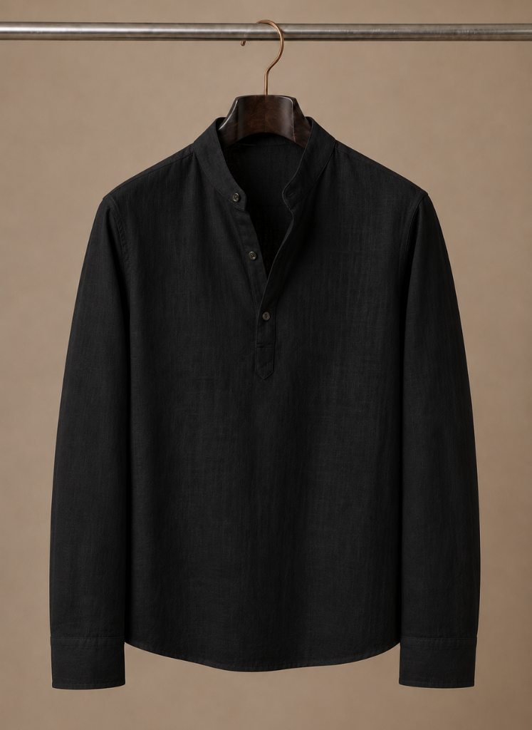 Herre Grandad Krave Linned Skjorte – Afslappet Casual Fit | Areleon